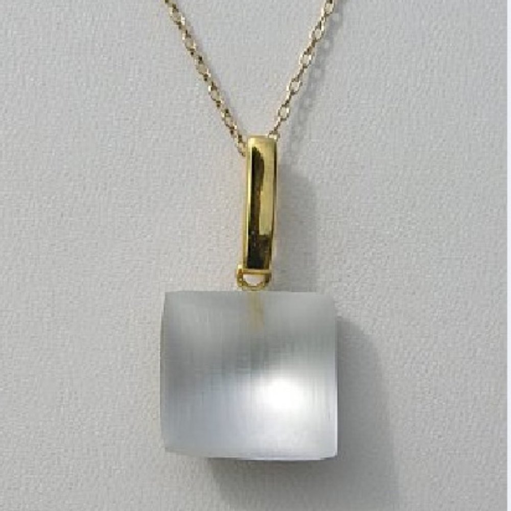 Vintage ALEXIS BITTAR White Iridescent Lucite Pendant Necklace
